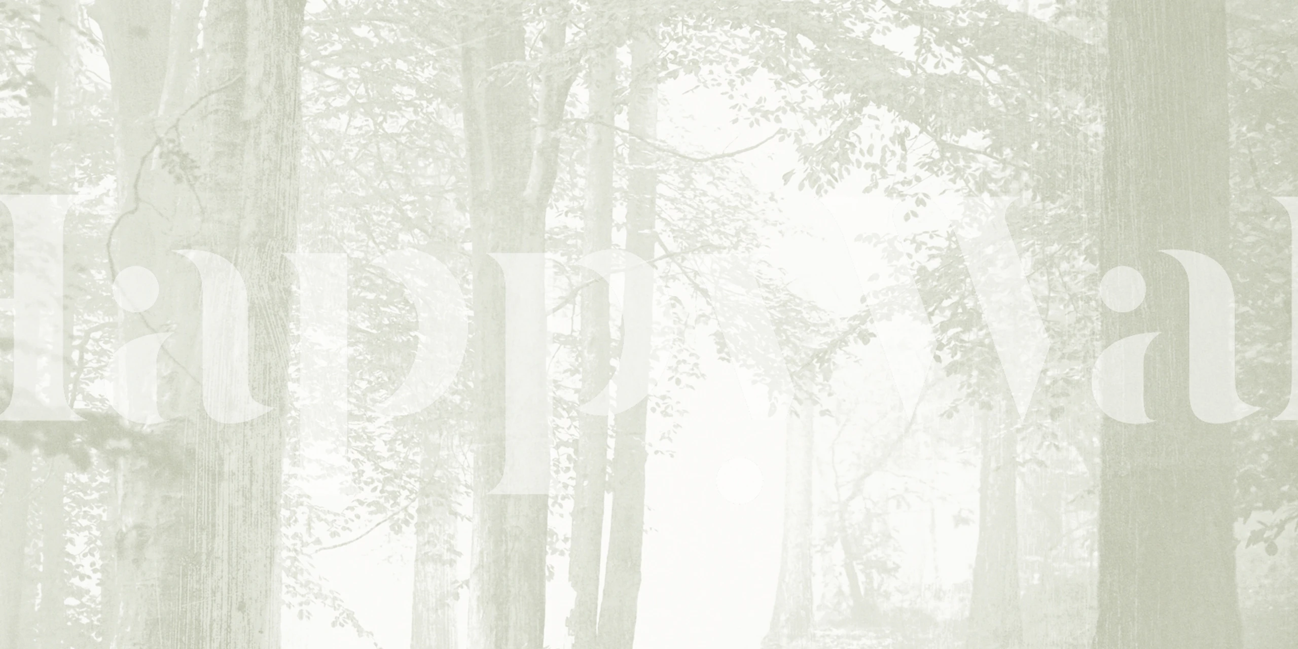 Ethereal trees in soft gray tones with misty background wallpaper.