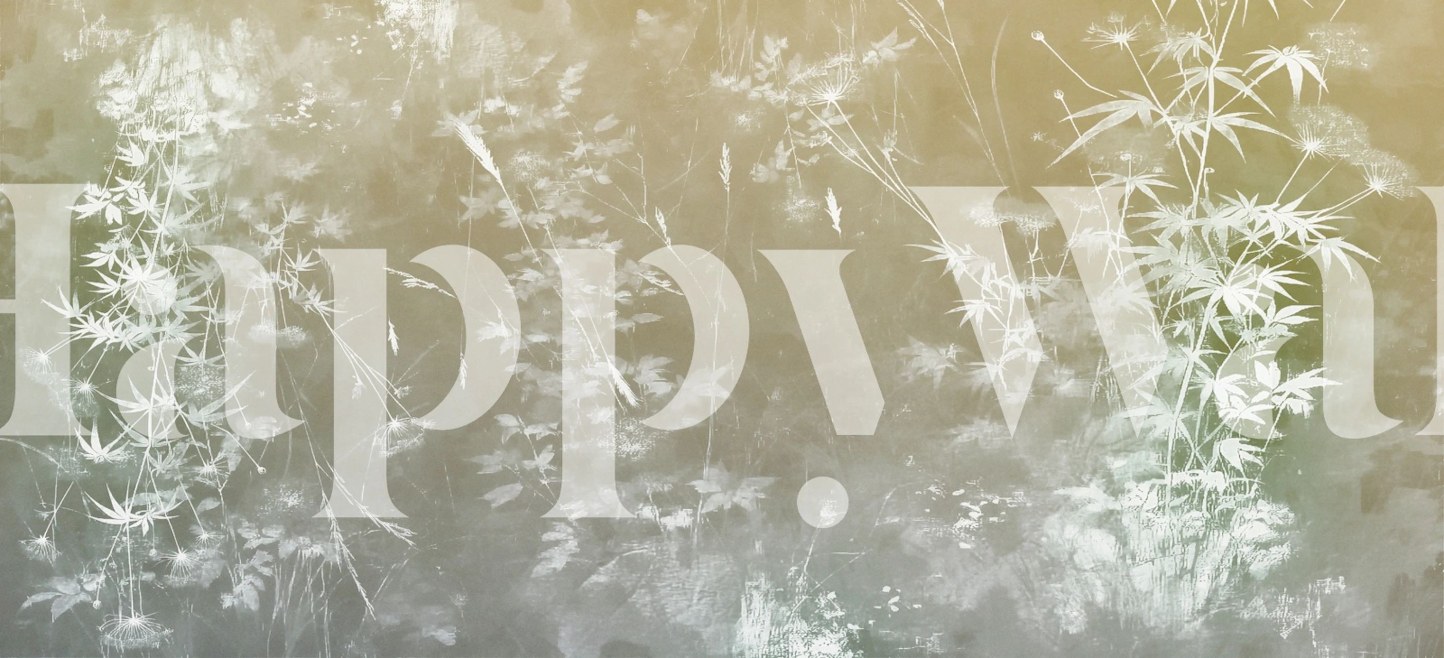 Bamboo and botanical foliage in soft greens and whites wallpaper