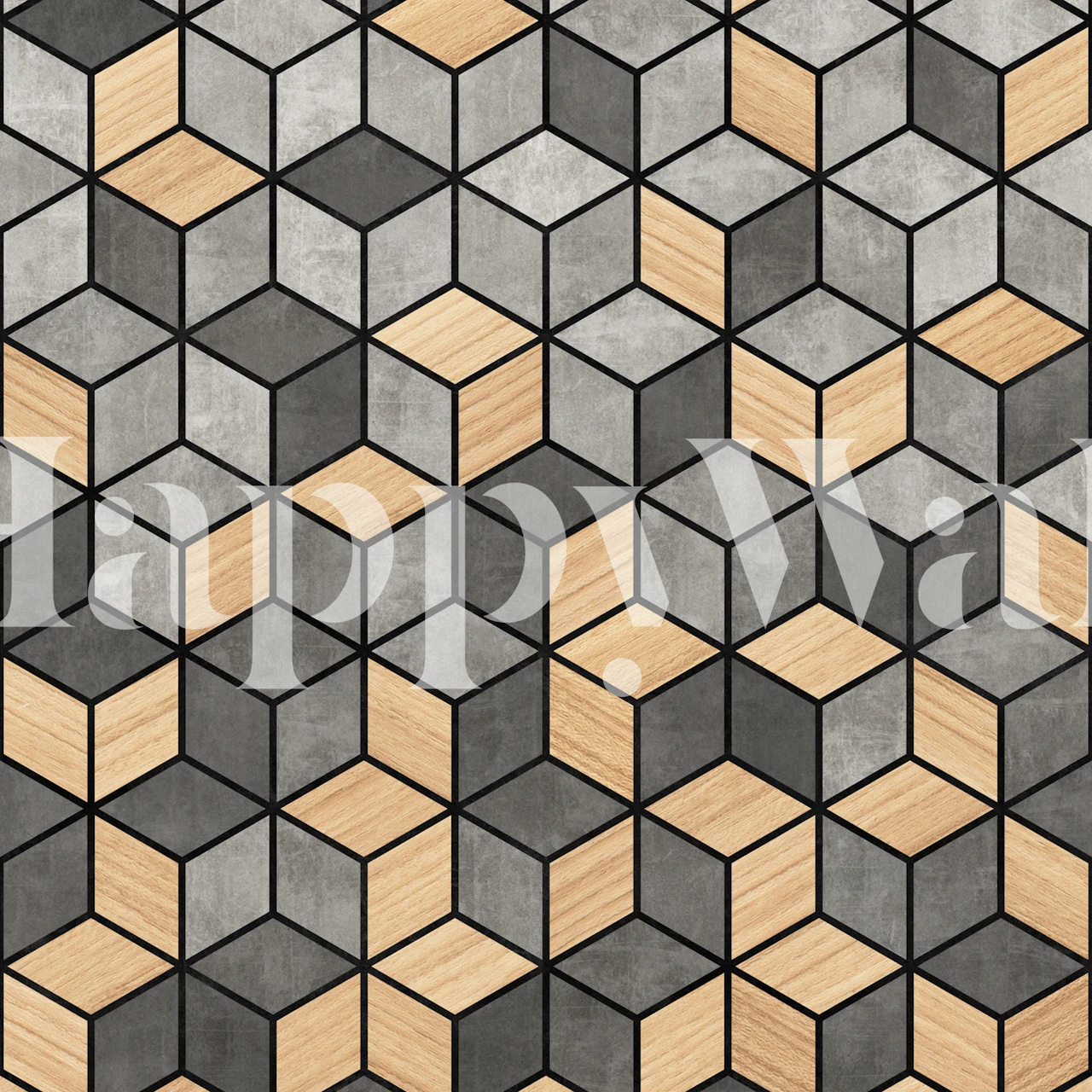 Design tapet Concrete and Wood Cubes