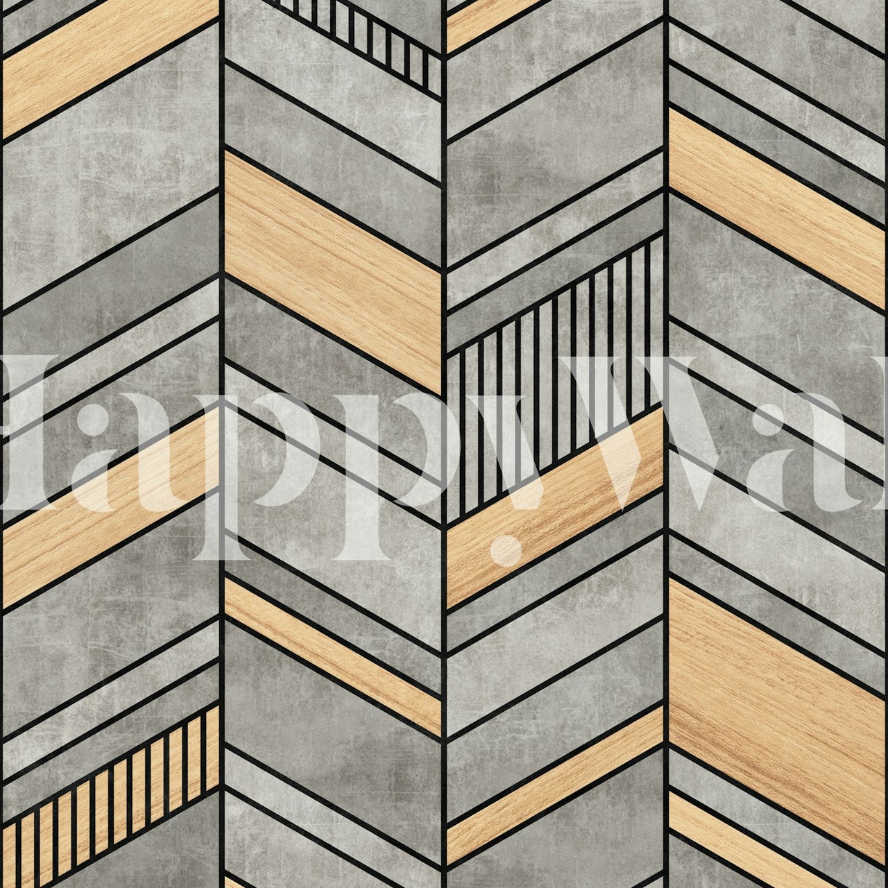 Mural de parede abstrato Chevron Pattern com tons neutros