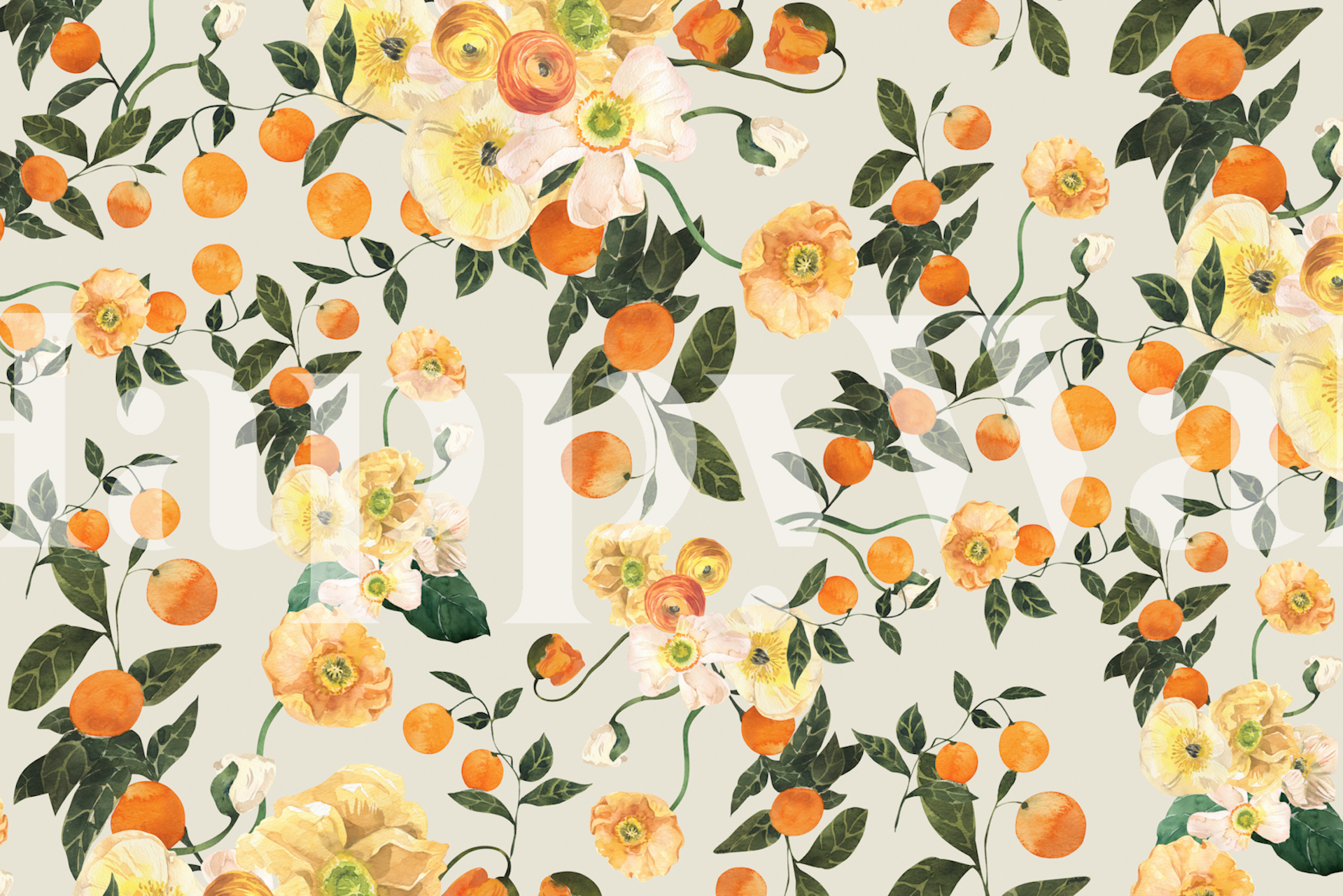Lucid Blooms with Oranges tapetti huoneessa