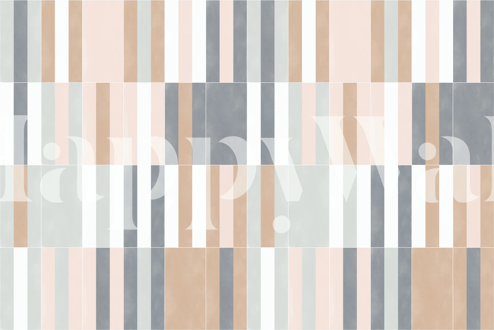 Elegant muted pastel tile pattern wall mural with soft stripes in gentle hues