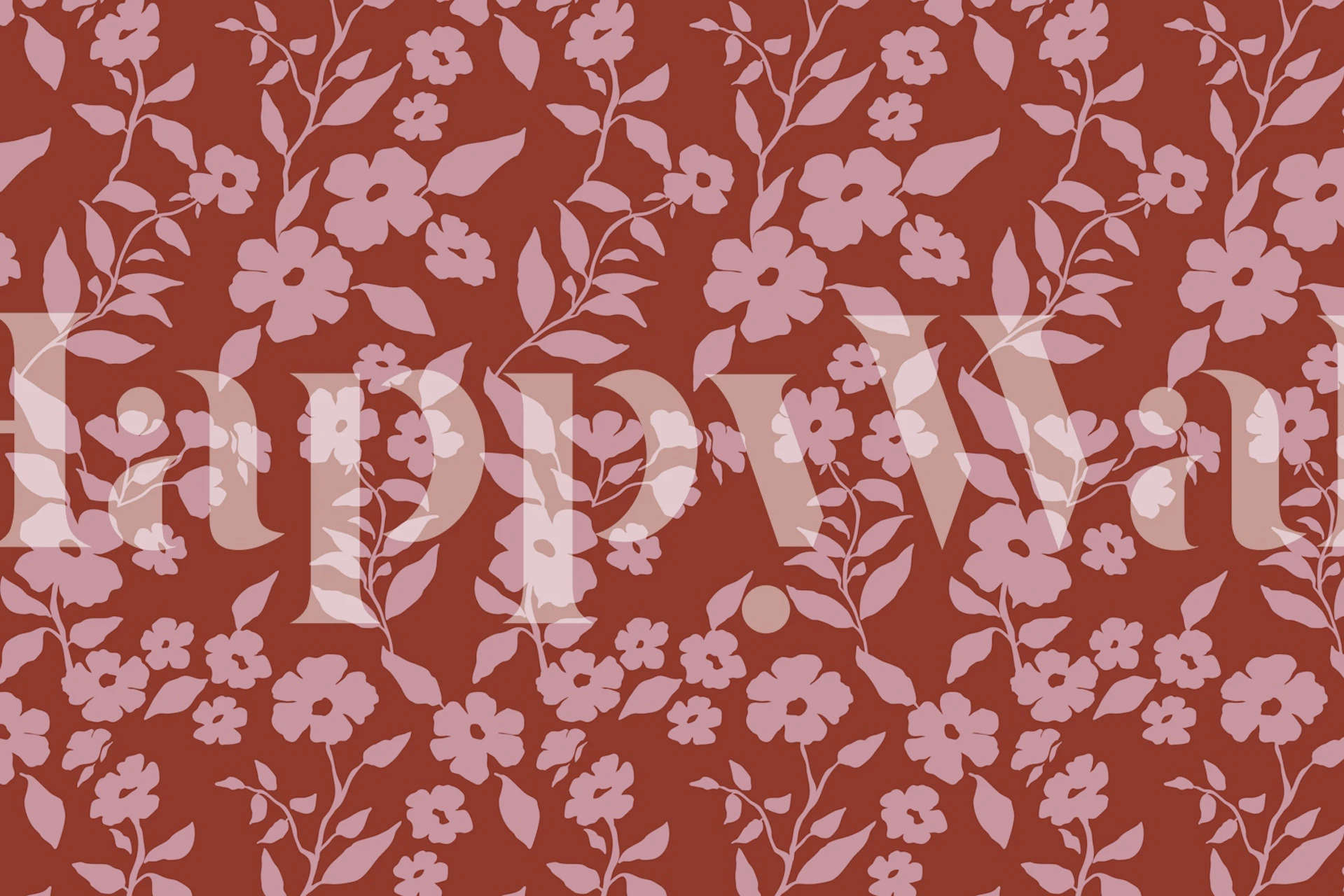 Papel de parede Bordeaux Flowers Shape em um quarto