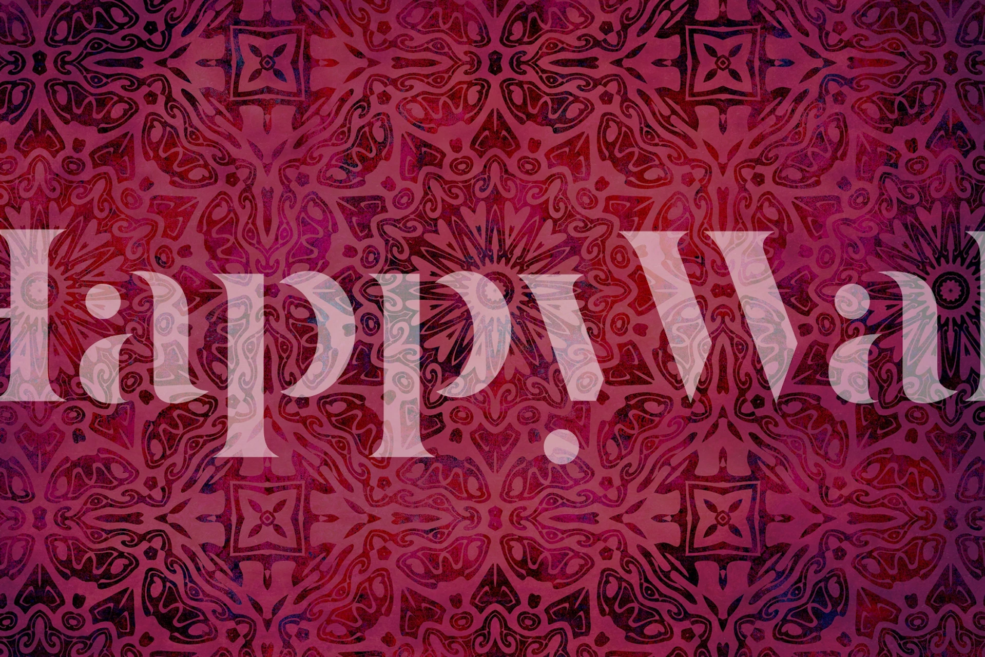 Red floral pattern wallpaper with vintage design elements