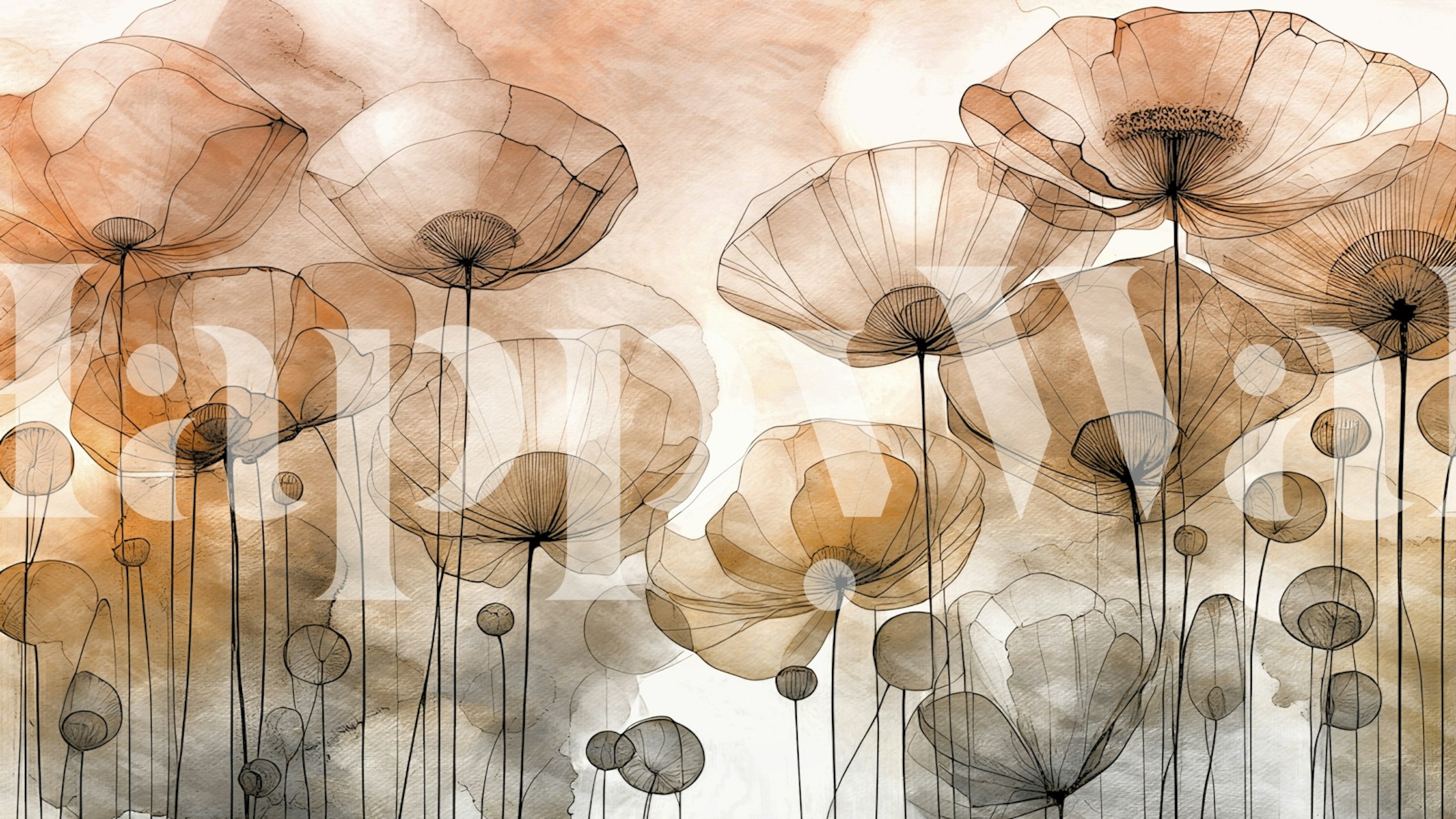 Autumn Hues Florals wallpaper in a room