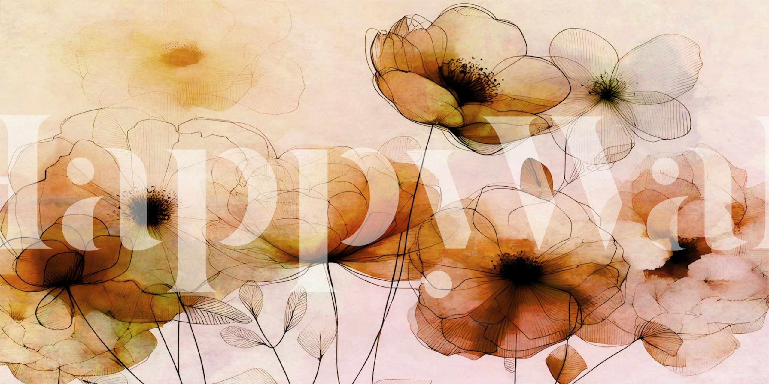 Amber Blossoms Art Decor wallpaper in room