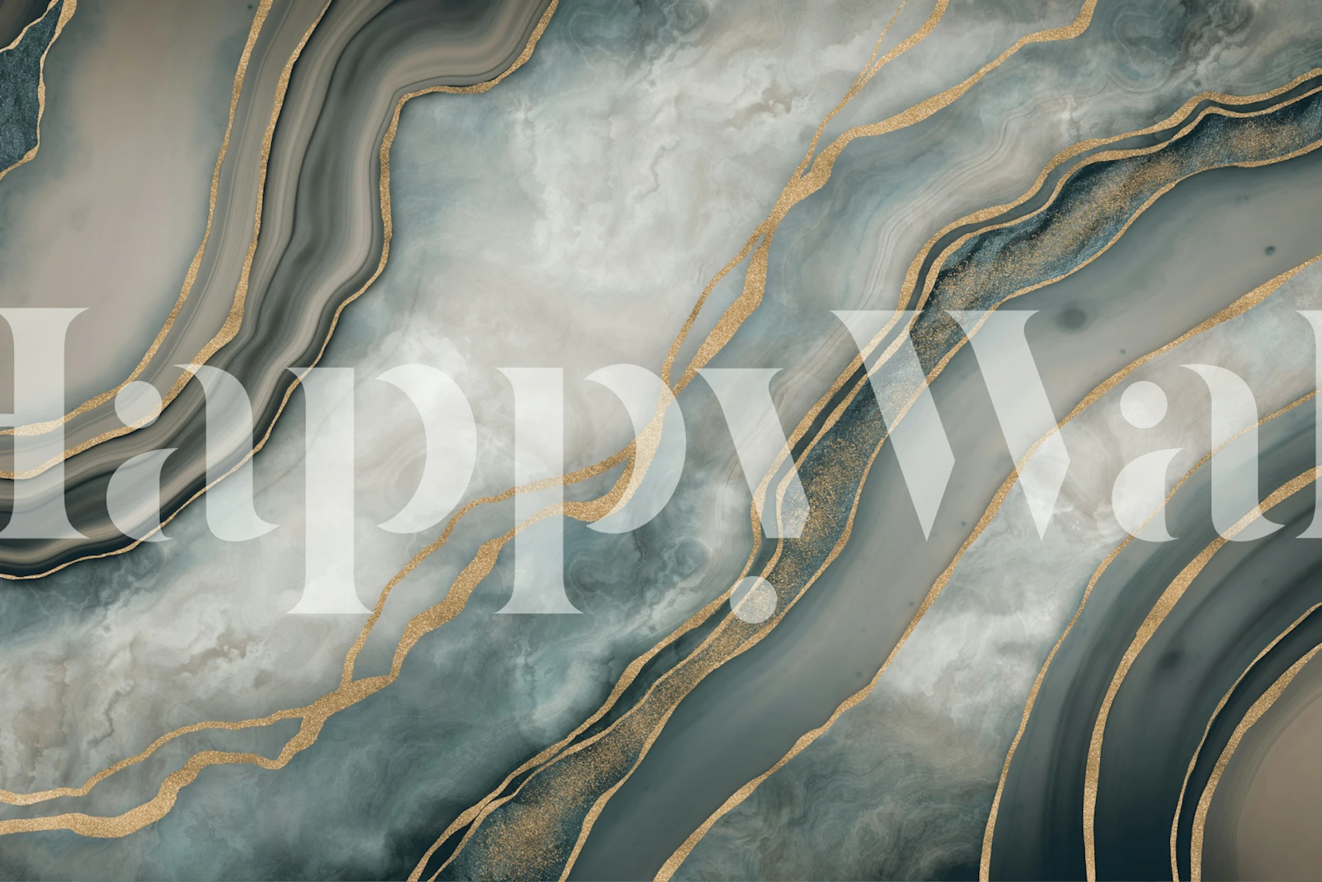 Teal og gold marbled wallpaper design