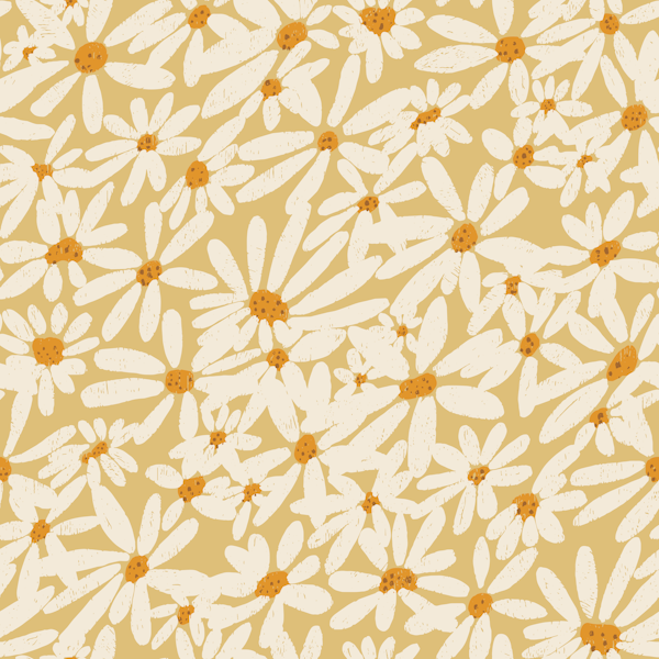 Summer retro daisies  on golden yellow