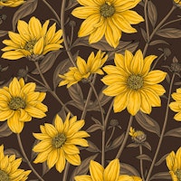 Sunroot, wild sunflower in yellow and brown wallpaper