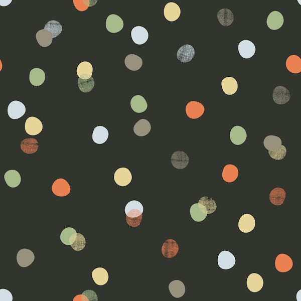 Colorful confetti polka dots L – black orange