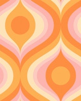 Groovy Swirl Retro I in orange pink 50cm papiers peint
