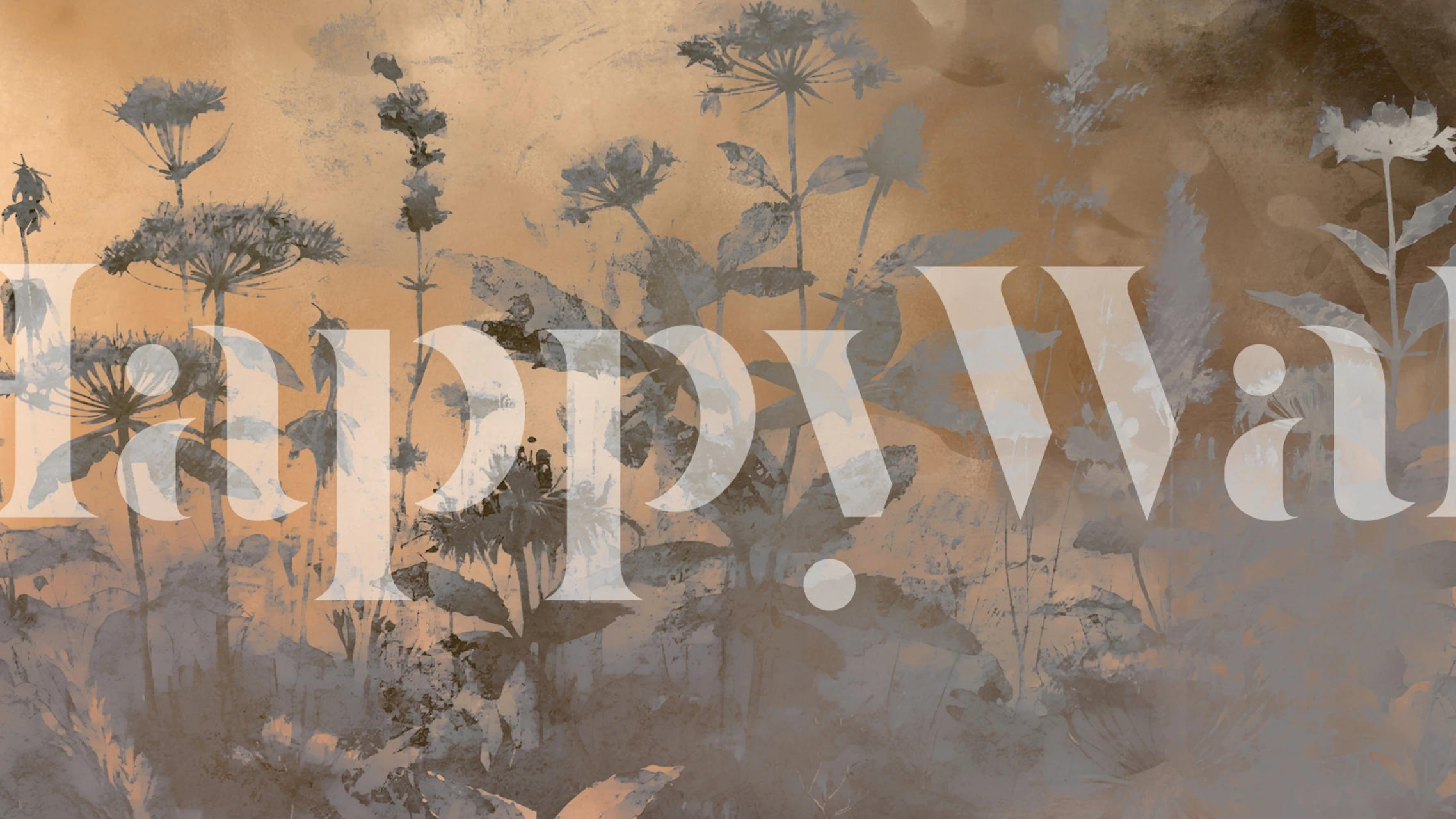 Botanical silhouette design with soft beige and gray colors wallpaper