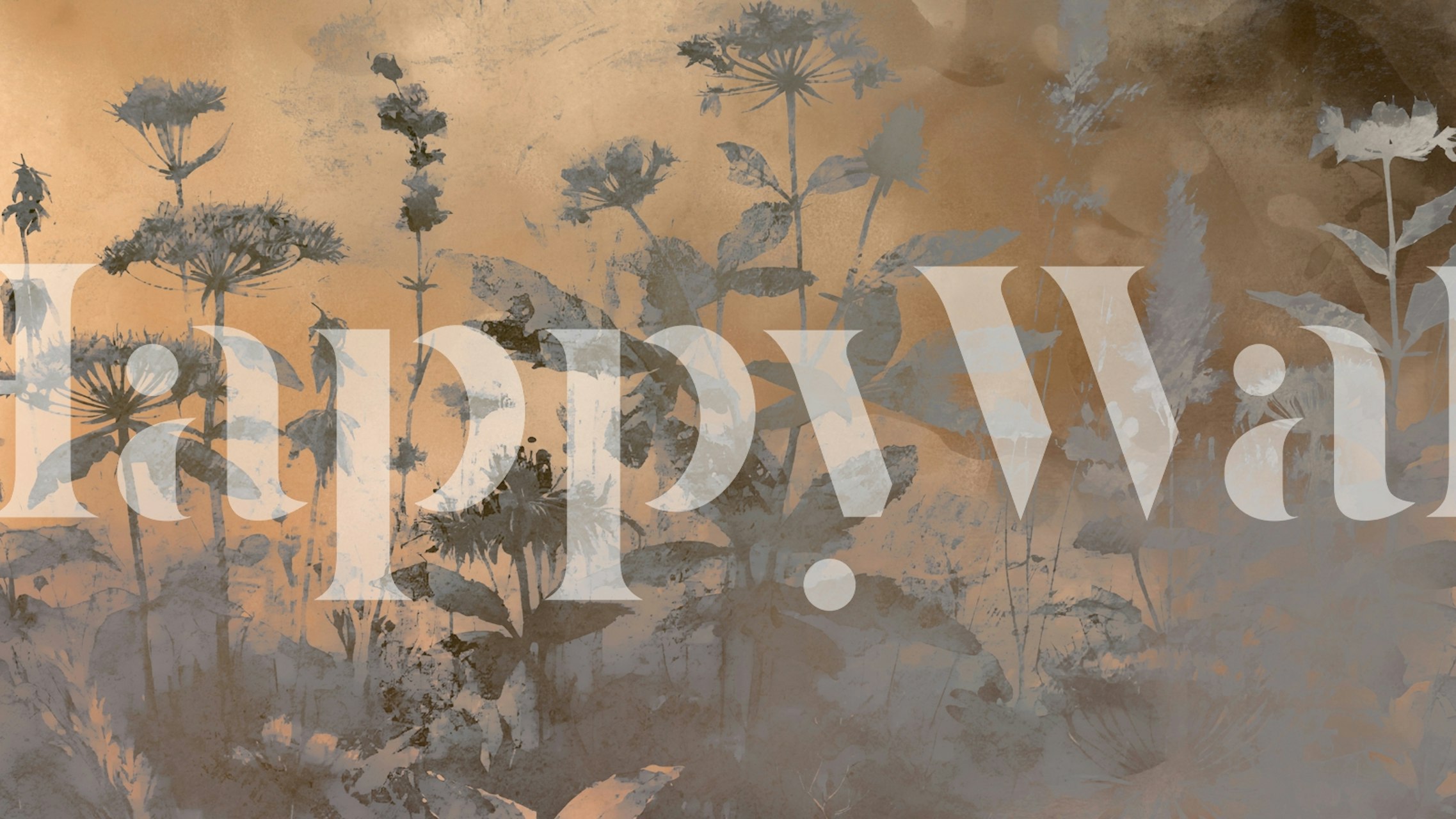 Botanical silhouette design with soft beige and gray colors wallpaper