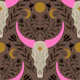 Western Gothic Cow Sculls with Pink Horns