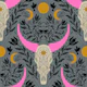 Western Gothic Cow Sculls - grey