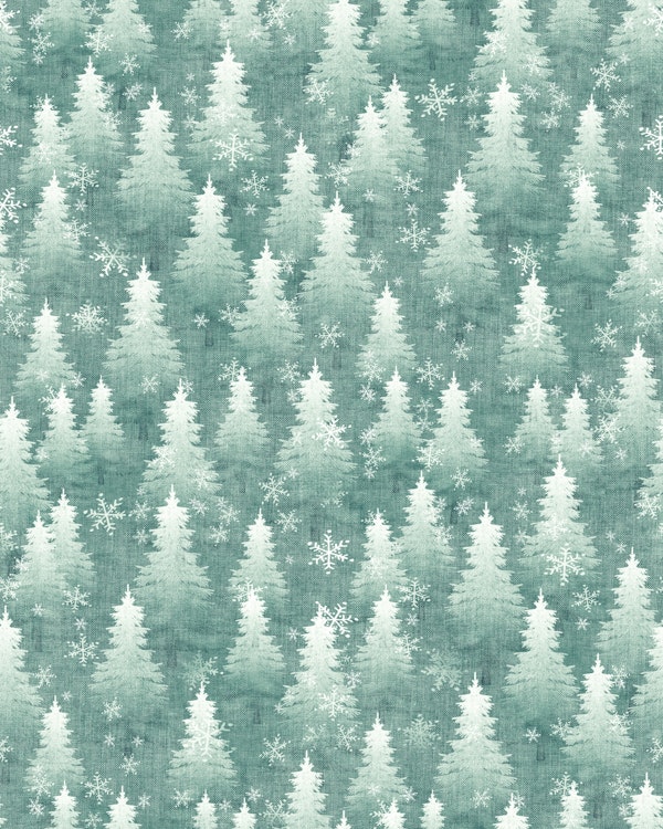 Pine Tree Forest in Teal Green