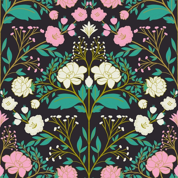 peony garden in damask layout