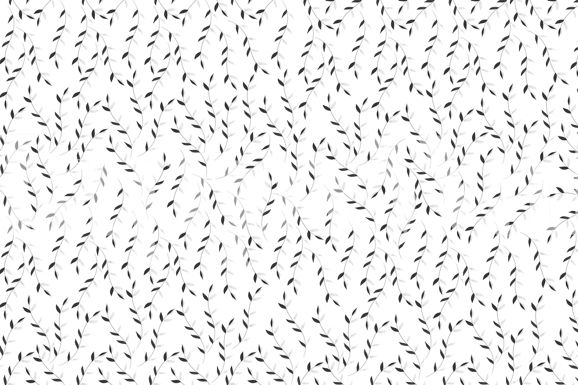 Black leaf pattern on white background wallpaper