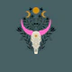 western gothic cow skull with pink horns