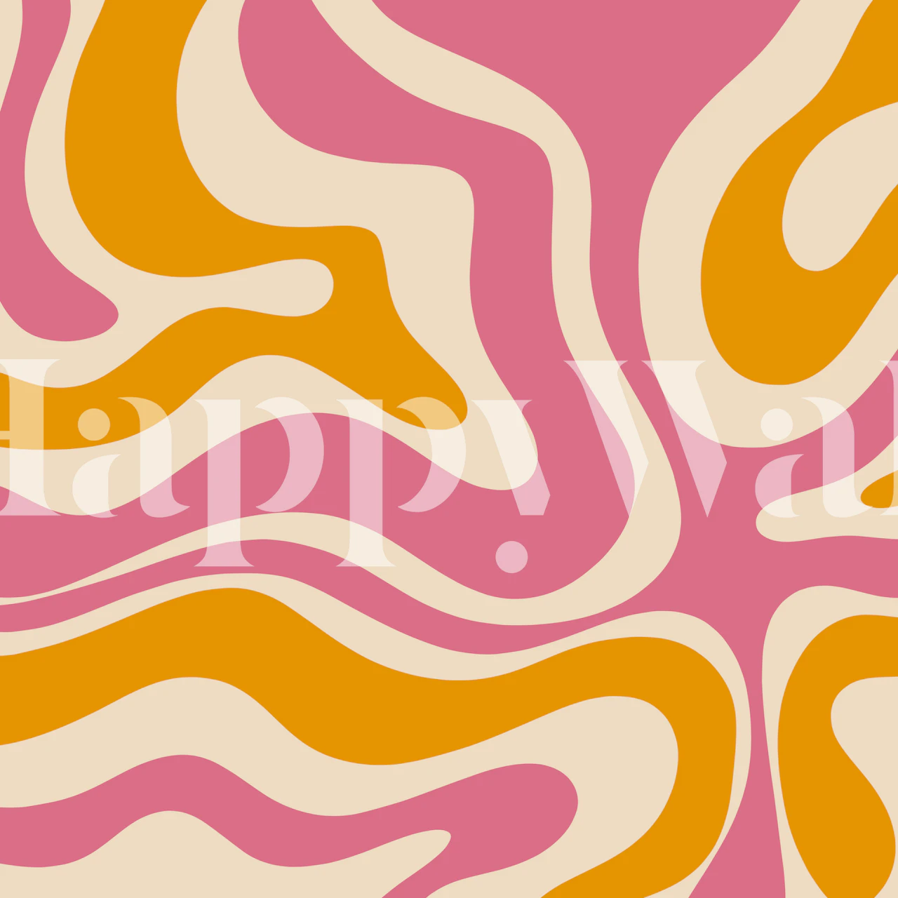 Retro Modern Liquid Swirl Thulian Ochre tapet i ett rum