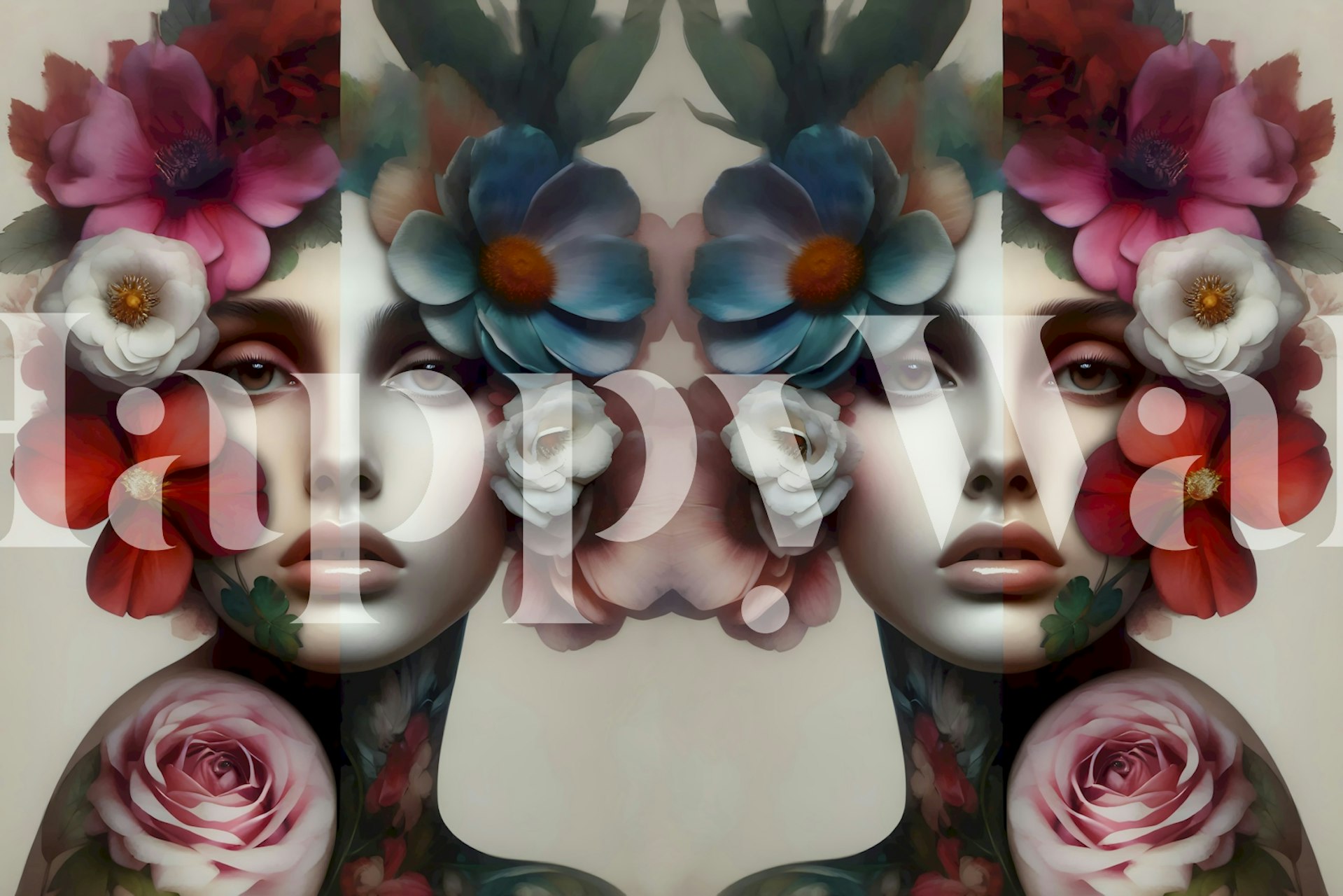 Papel de parede Floral Femme Reflection em um quarto