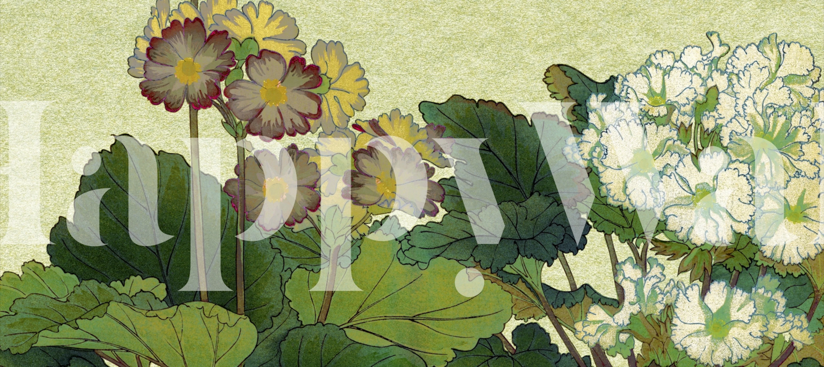 Blossoming Botanical Garden wallpaper displayed in a room