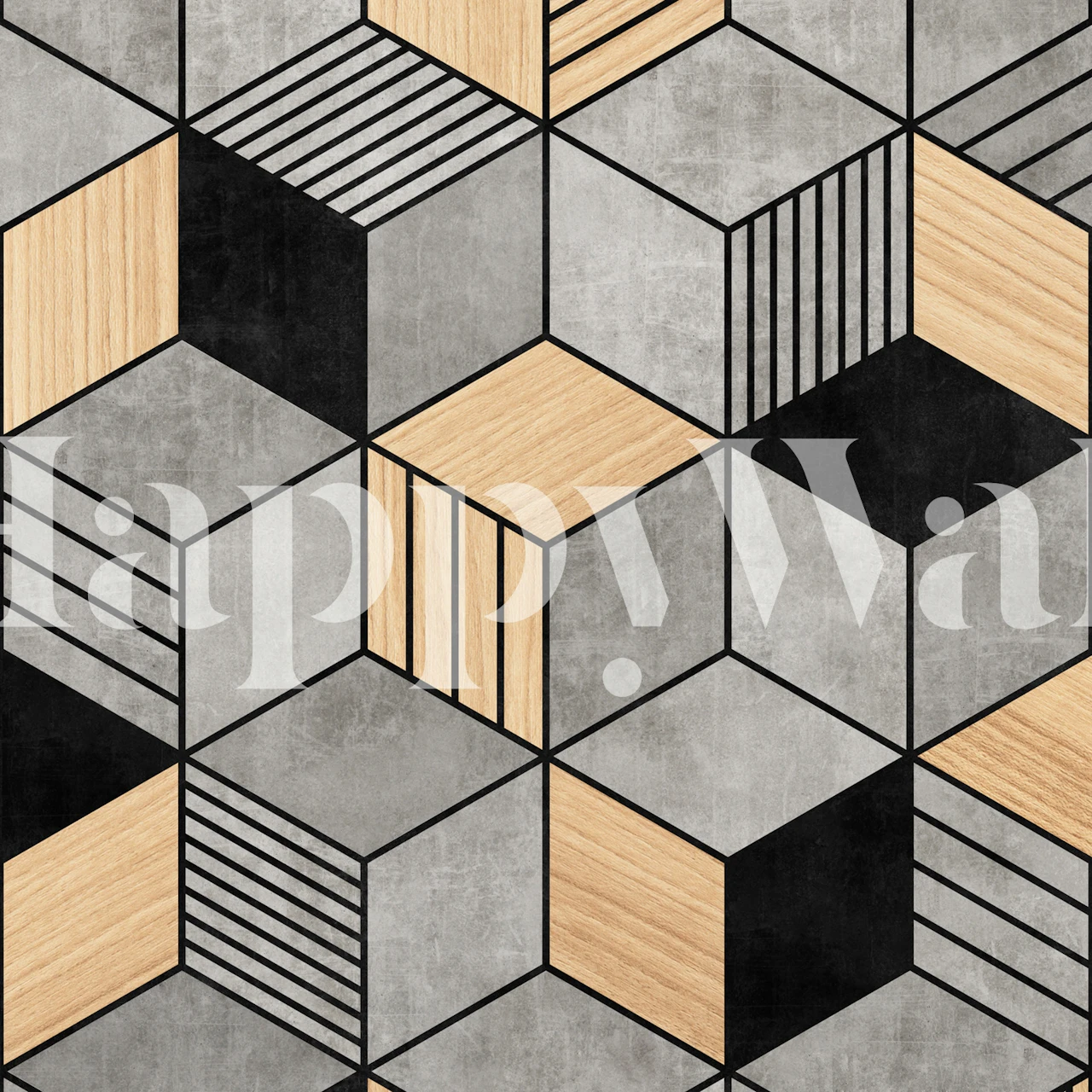 Concrete and Wood Cubes tapetdesign