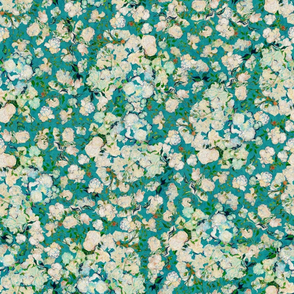 Vincent Van Gogh Roses in Turquoise Blue