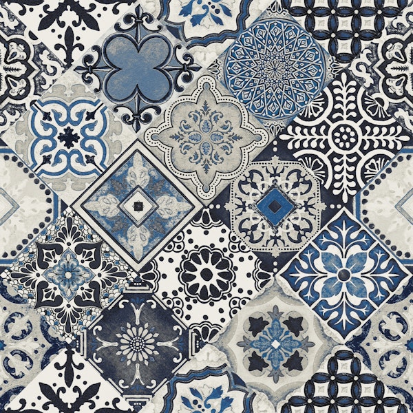 Talavera Tiles Navy Cobalt Grey