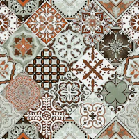 Talavera Tiles Sage Orange Brown behang