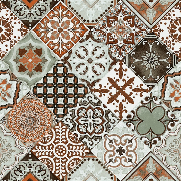 Talavera Tiles Sage Orange Brown