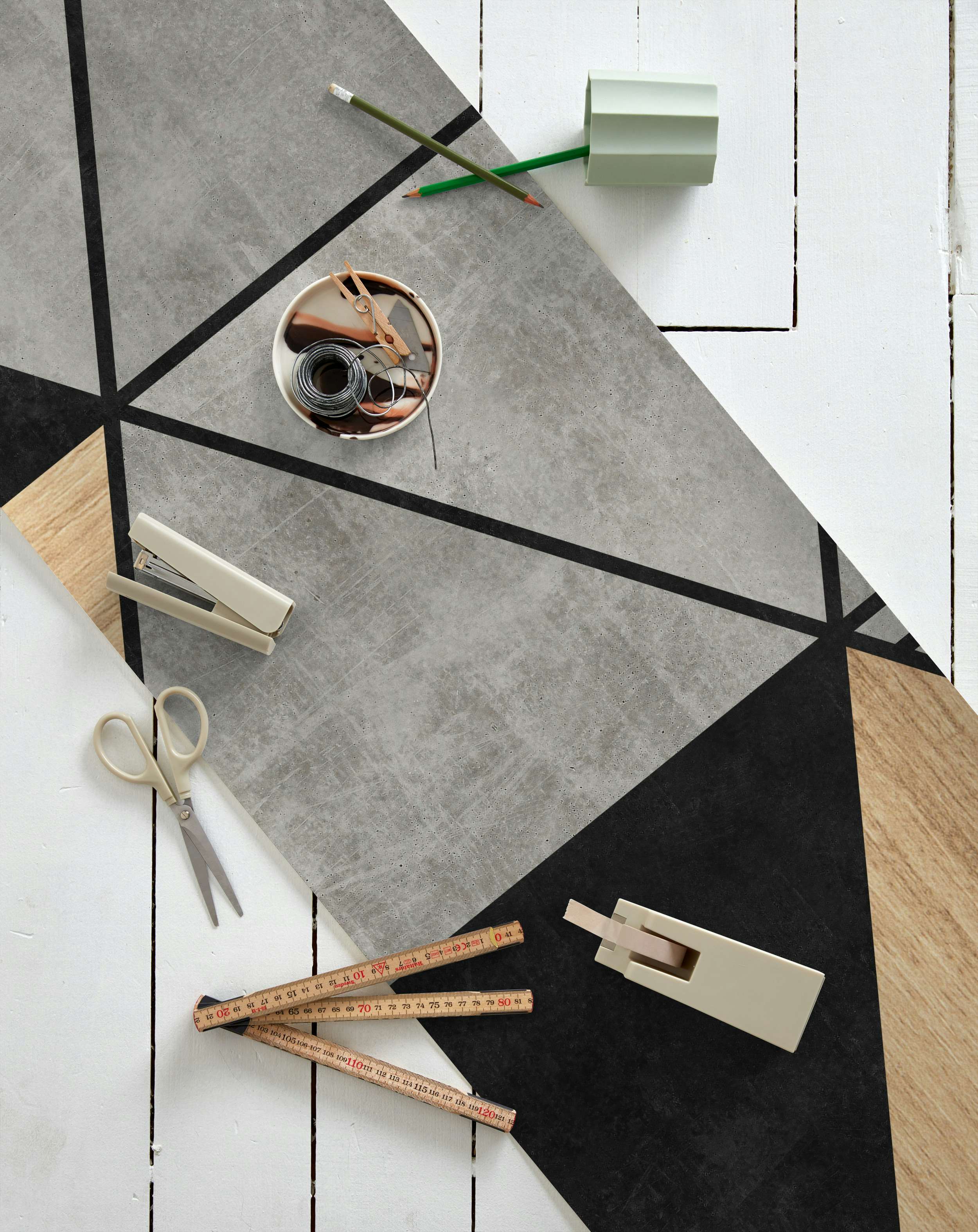 Concrete and Wood Triangles 2 wallpaper roll