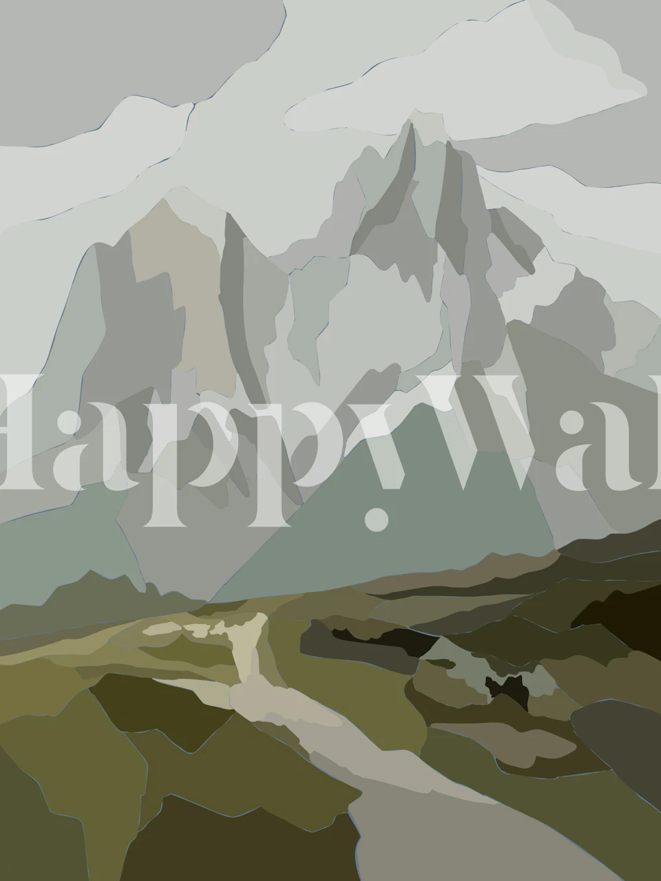 Papier peint Minimalist Mountain View dans une pièce