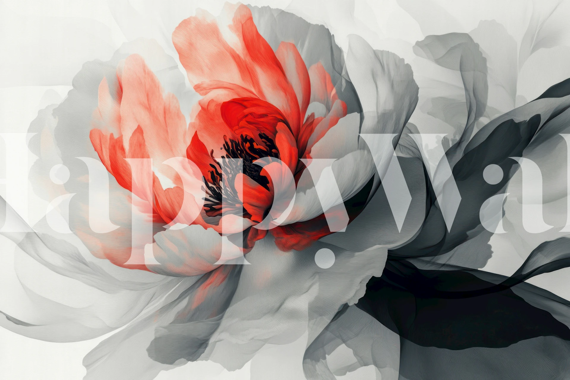 Monochrome Bloom Essence wallpaper in a room