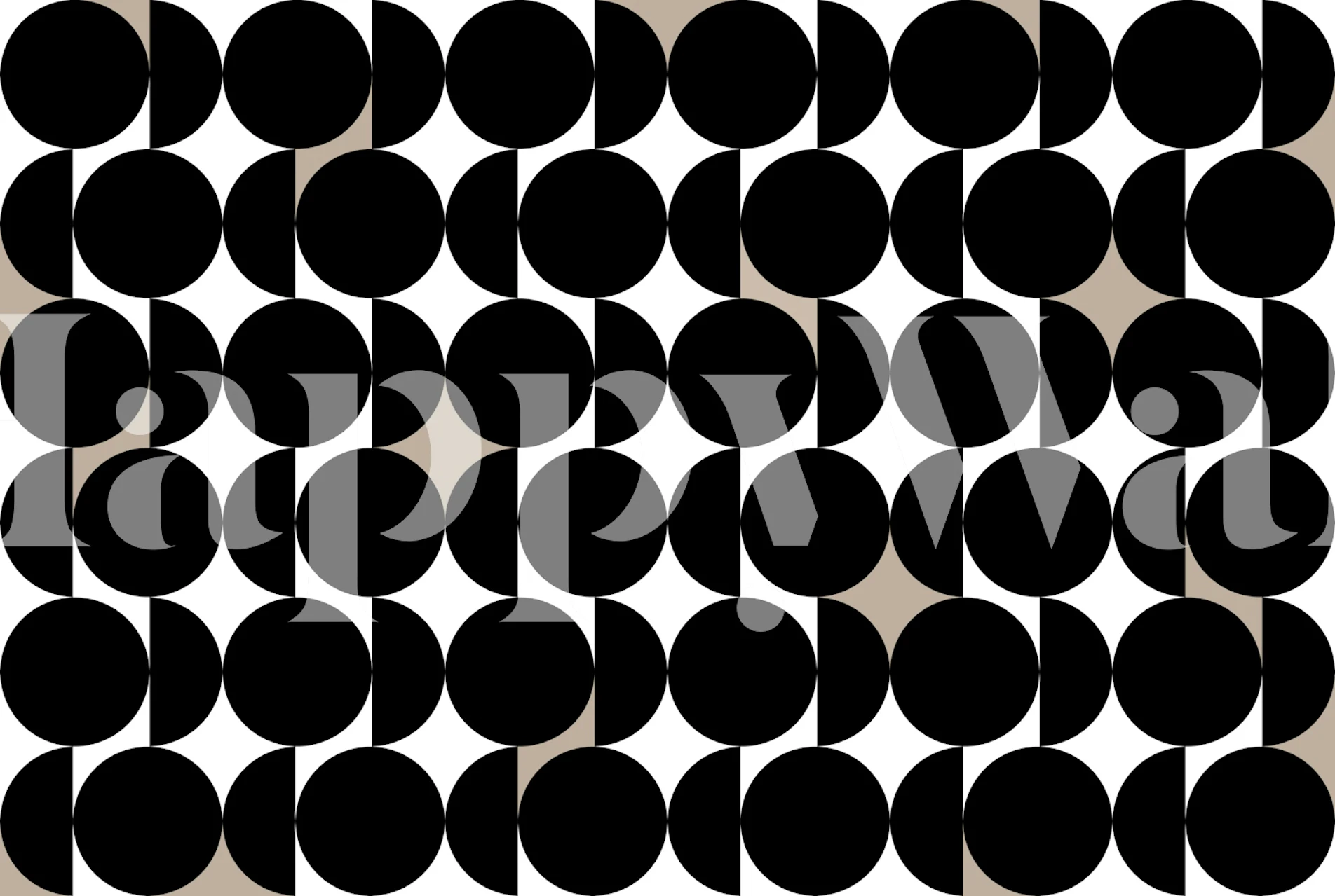 Black and white geometric pattern wallpaper with circular designs