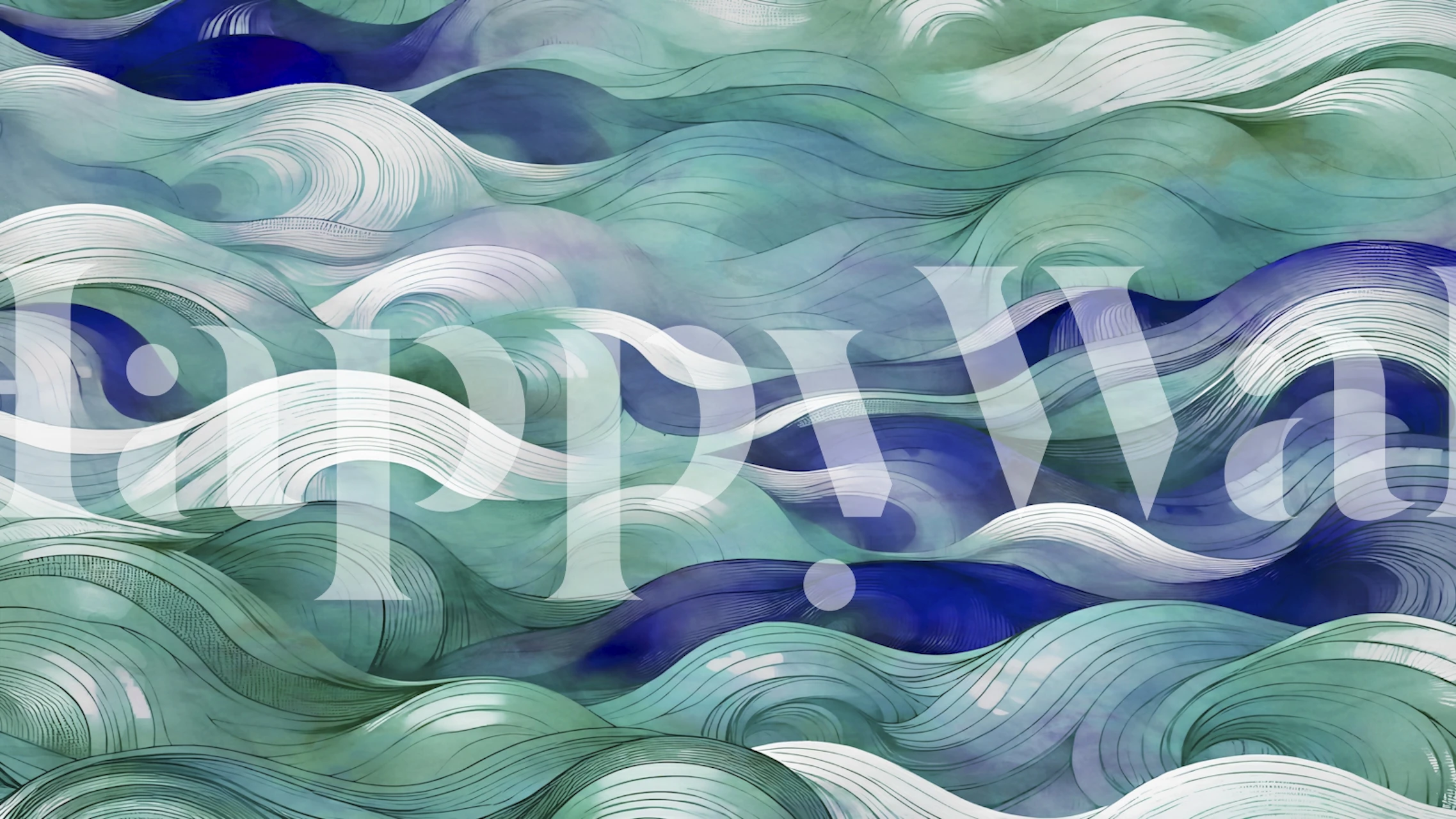 Aqua Teal Flow wallpaper in a room