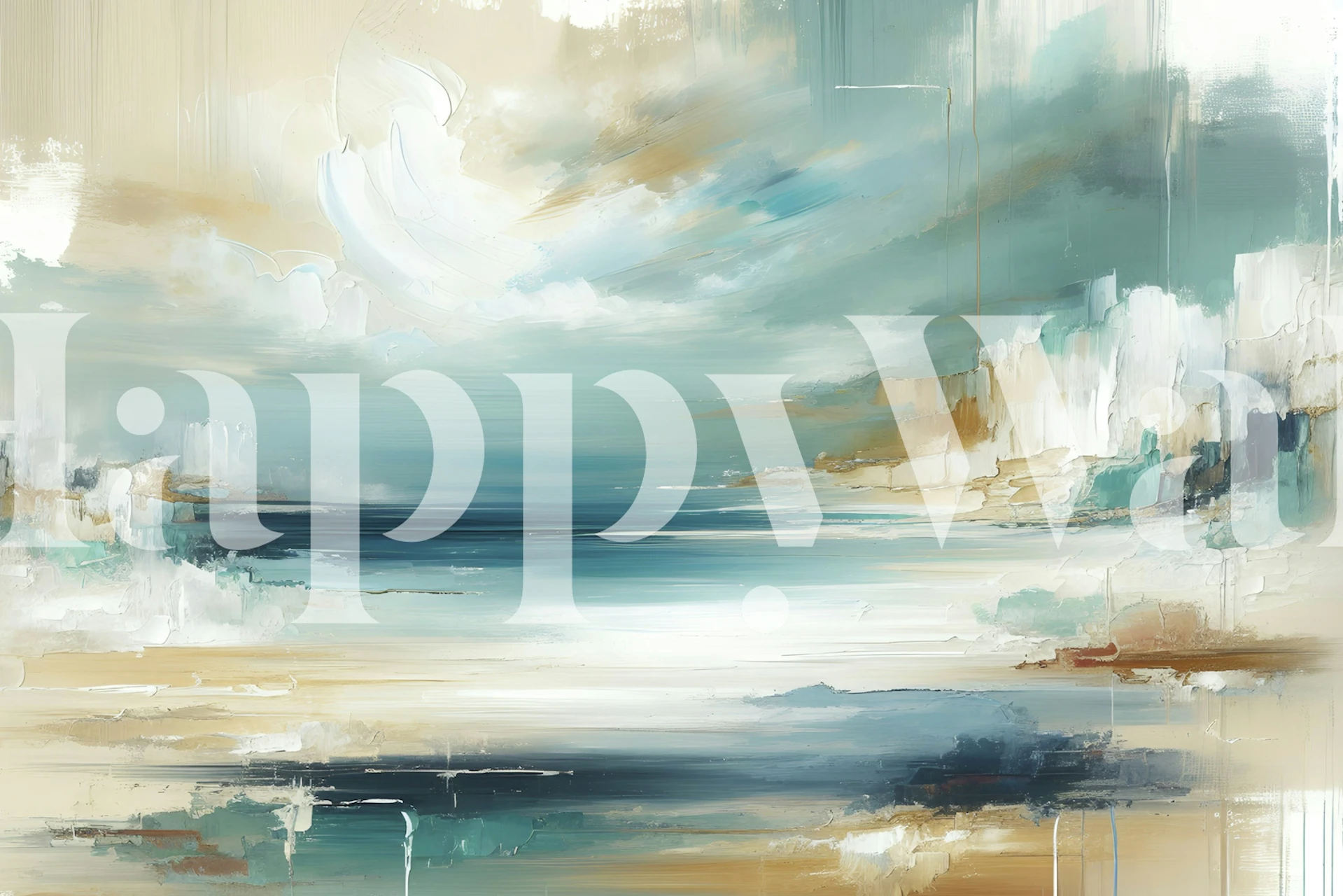 Abstract seascape with turquoise and beige colors wallpaper