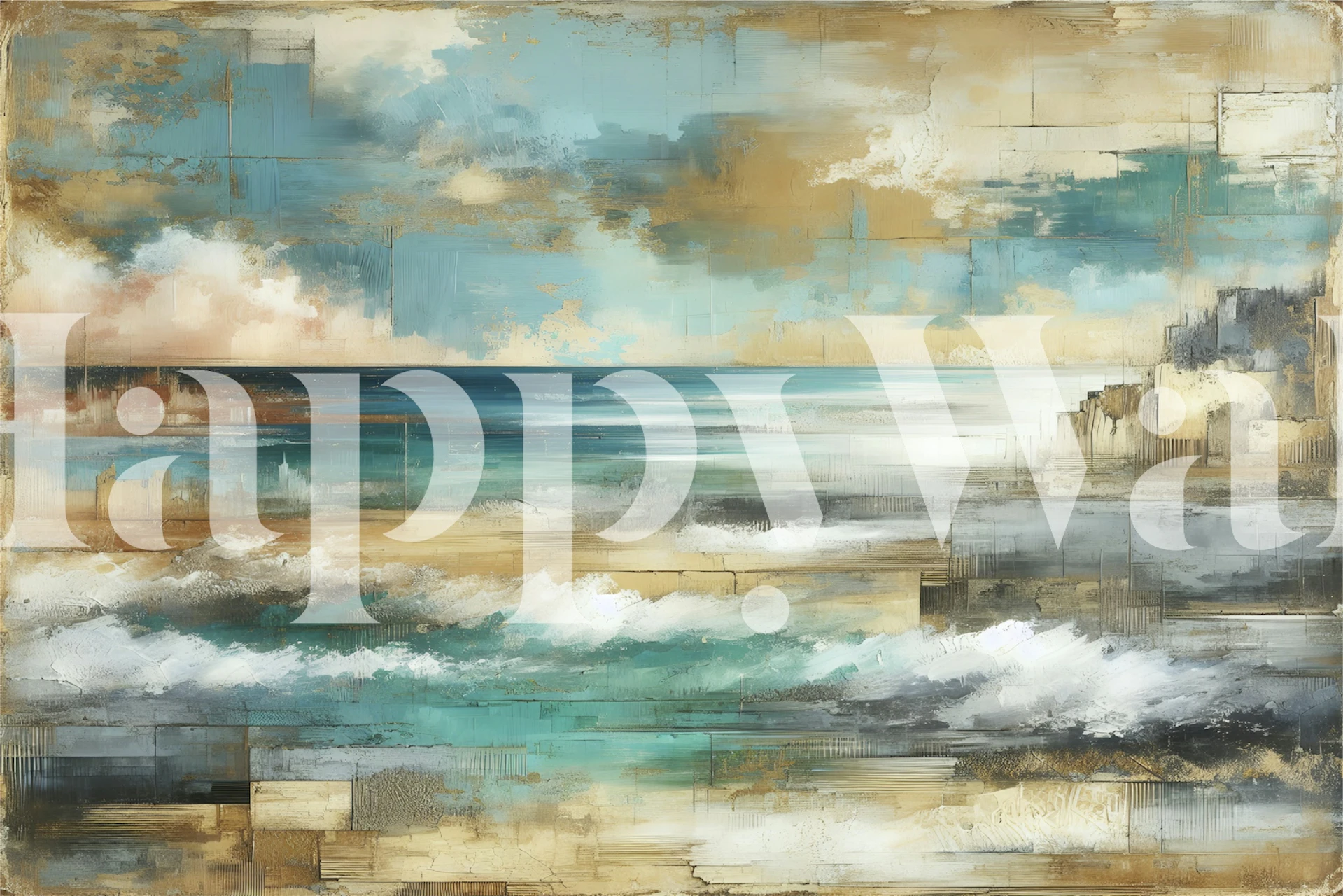 Turquoise Sea Impressions wallpaper in a room