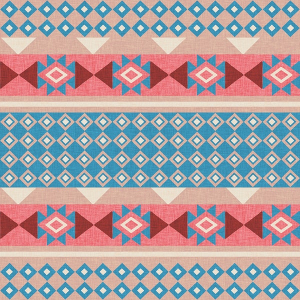 Geometric boho plaid (pink blue)