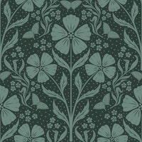 Awakening Flowers Damask - dark green ταπετσαρία