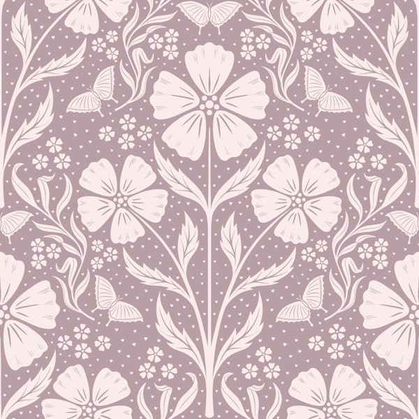 Awakening Flowers Damask - dusty rose