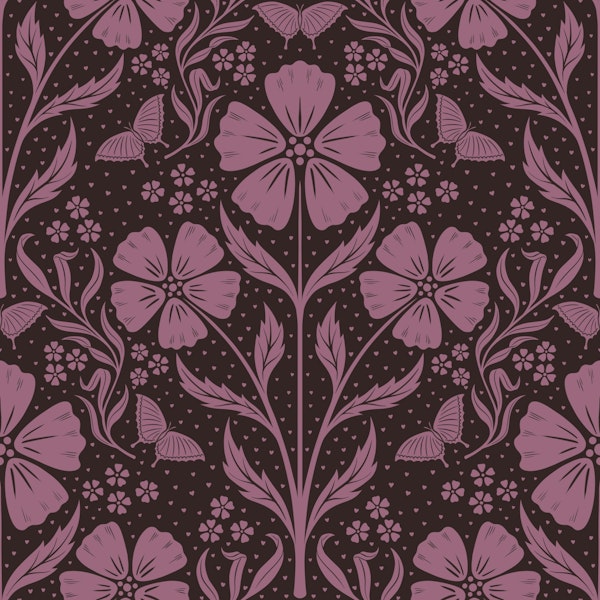 Awakening Flowers Damask - purple