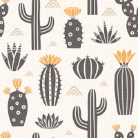 Western cactus garden cream black behang