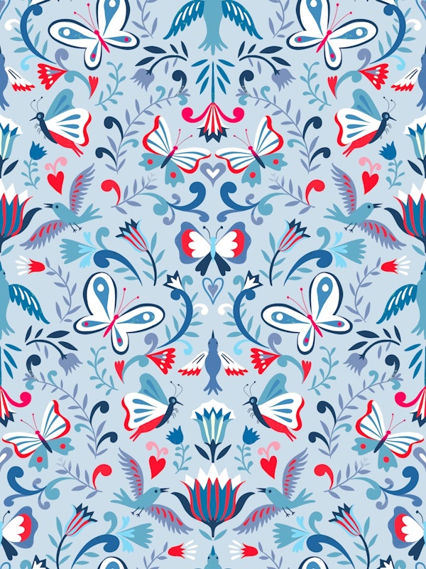 ditsy spring damask light blue