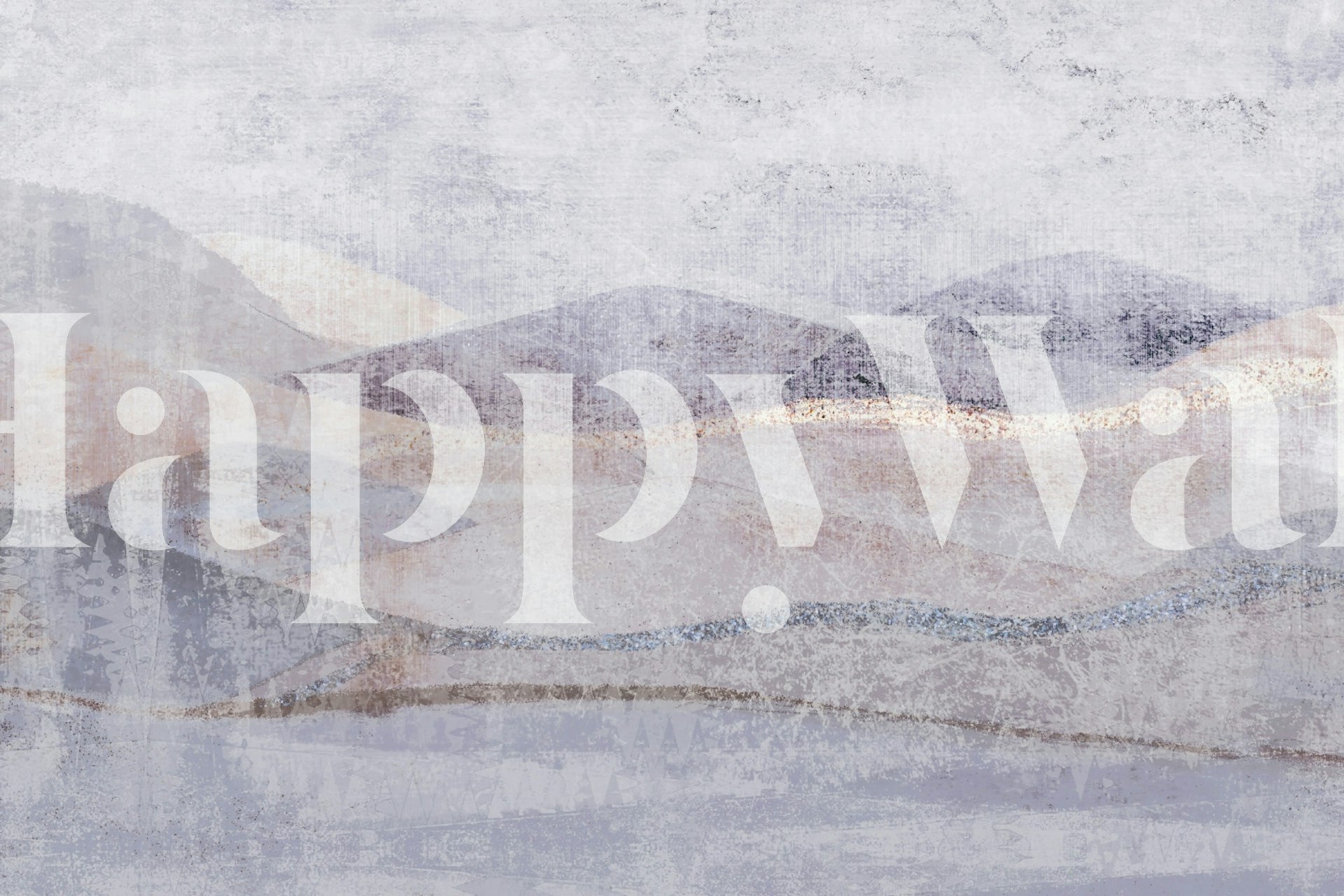 Misty mountain landscape in soft pastel colors wallpaper