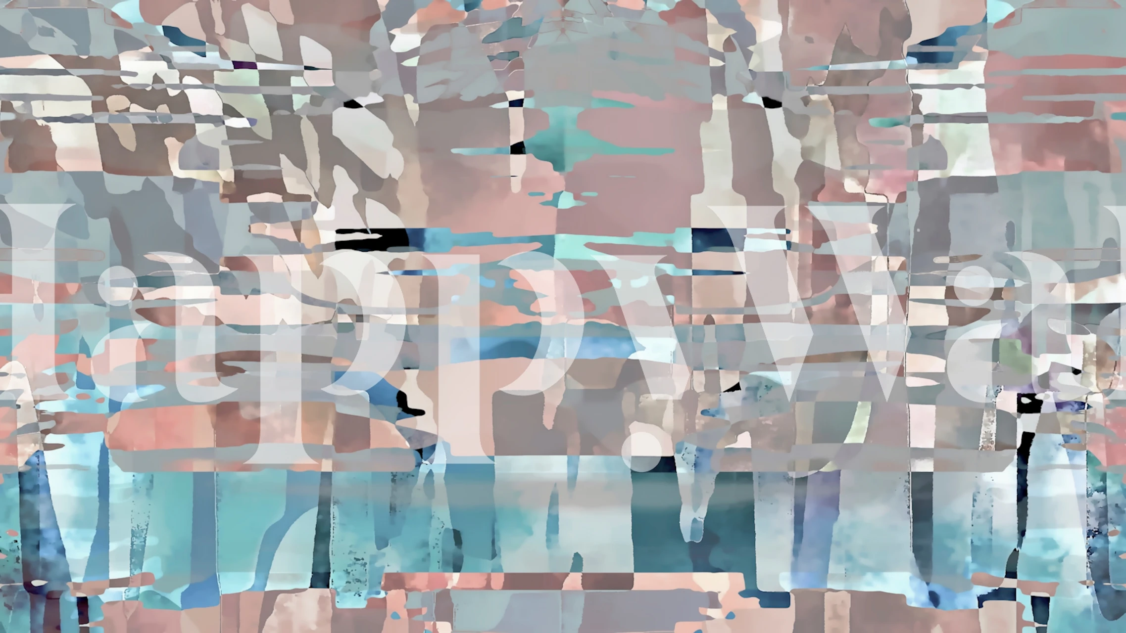 Abstract geometric wallpaper in soft blue, pink, and beige tones