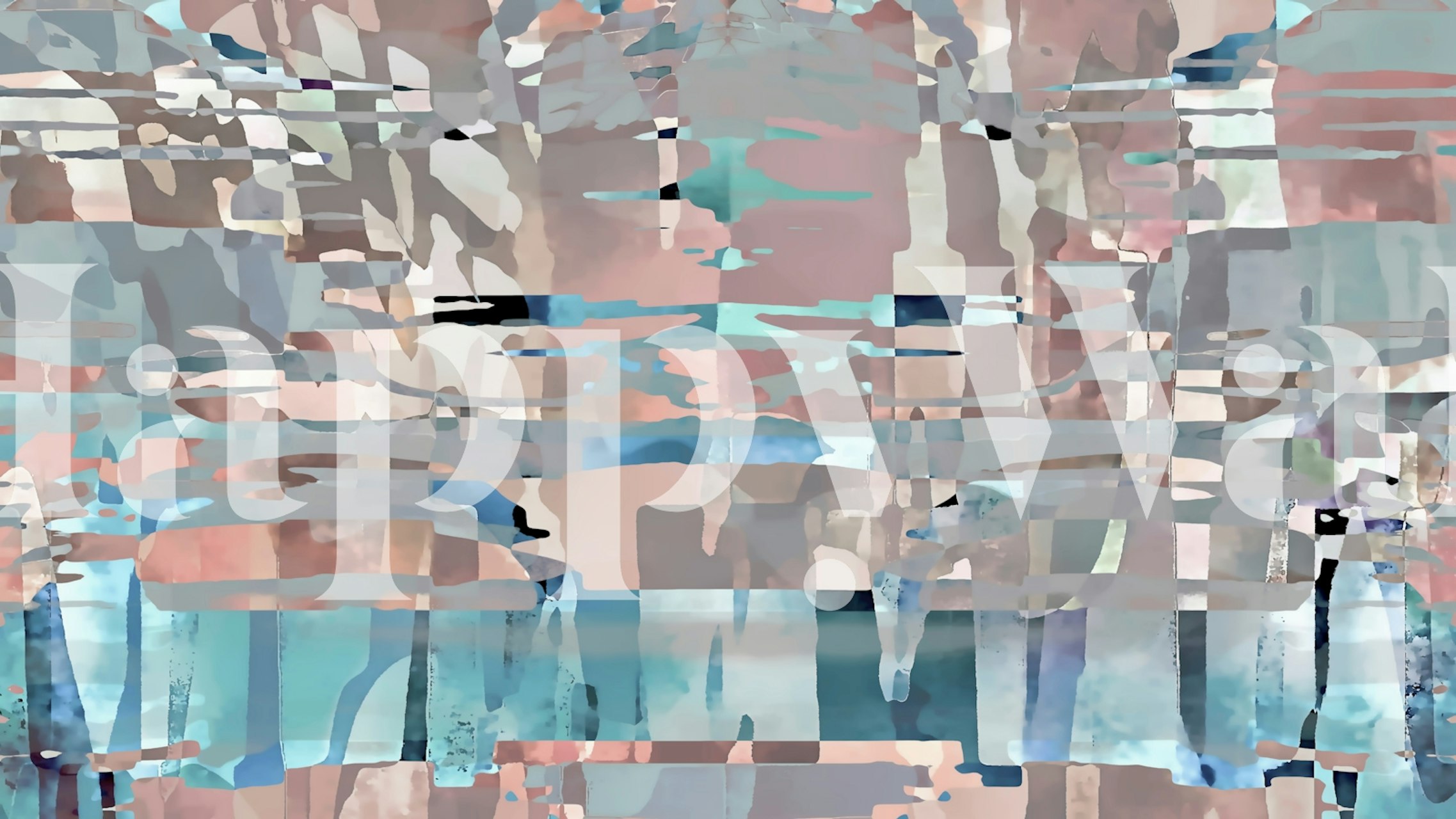 Abstract geometric wallpaper in soft blue, pink, and beige tones