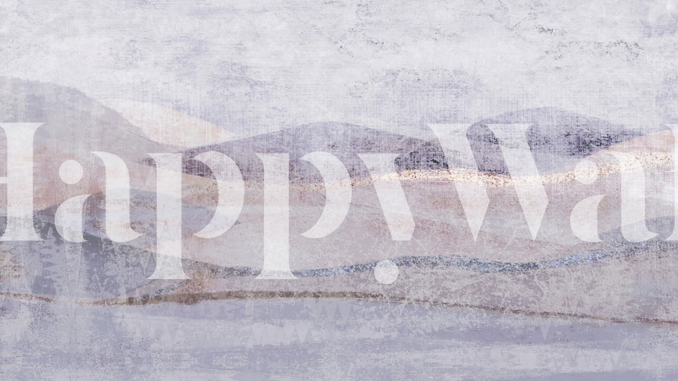 Ethereal landscape wallpaper with soft purple and beige mountains.