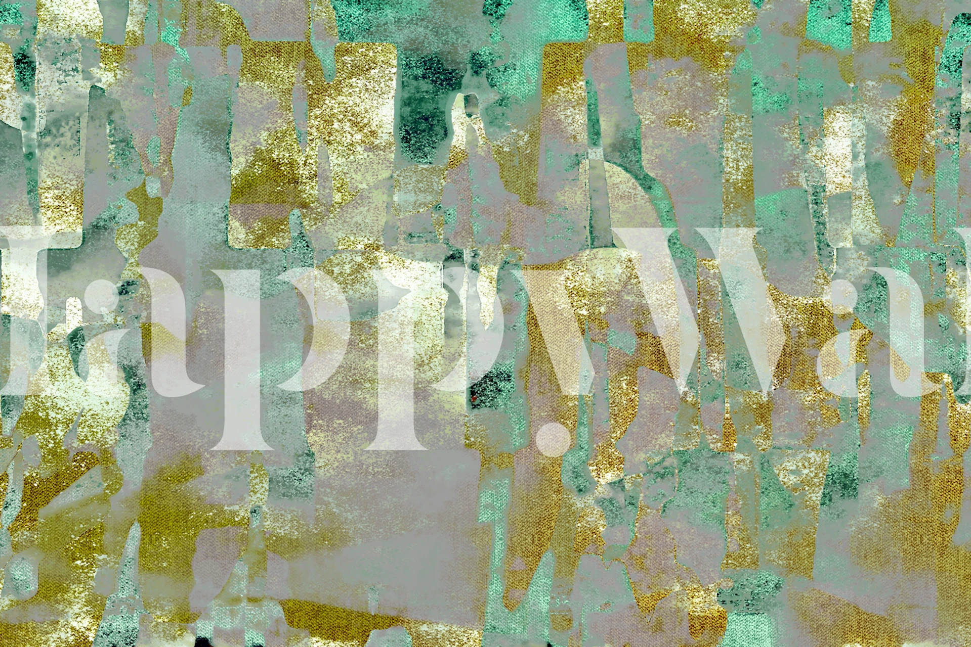 Emerald and Gold Dreams behang in een kamer