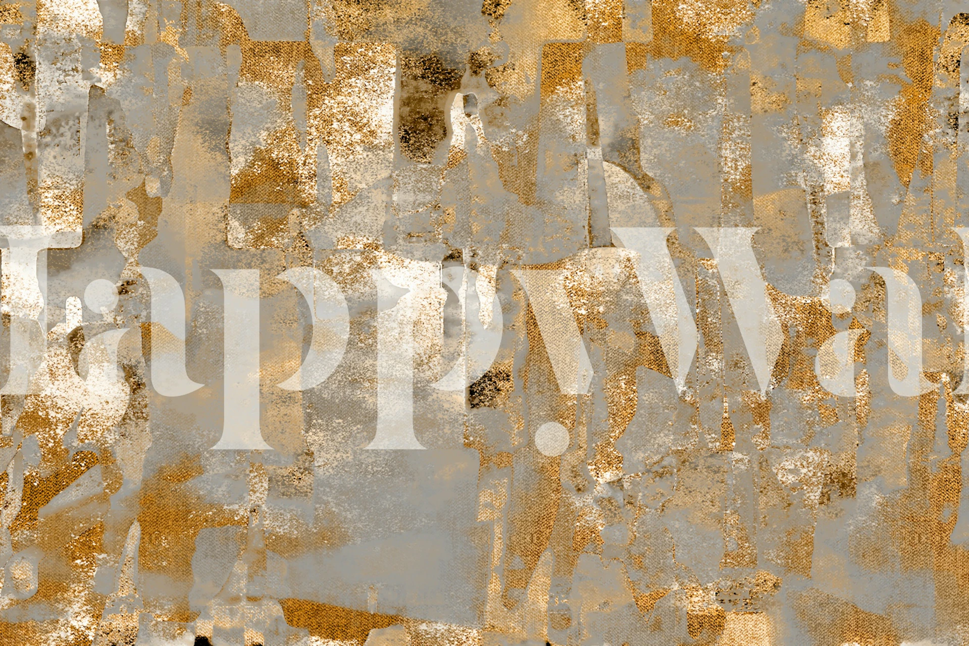 Golden abstract art wallpaper in a modern room